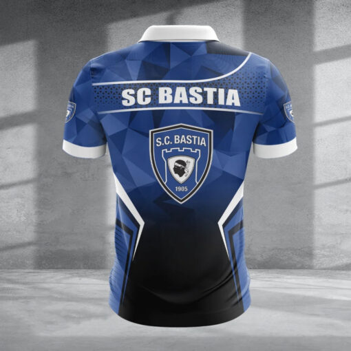 Polo à fermeture éclair – SC Bastia nouvelle version avec nom personnalisé Polo à fermeture éclair – SC Bastia nouvelle version avec nom personnalisé
