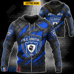 SC Bastia – Veste à capuche zippée Édition spéciale Avec Nom Personnalisé
