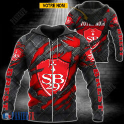 Stade Brestois 29 – Veste à capuche zippée Édition spéciale Avec Nom Personnalisé