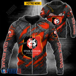 Stade Rennais FC – Veste à capuche zippée Édition spéciale Avec Nom Personnalisé