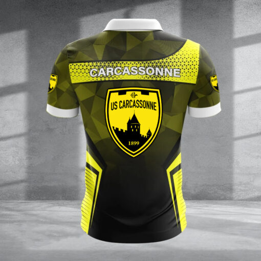 Polo à fermeture éclair – US Carcassonnaise nouvelle version avec nom personnalisé Polo à fermeture éclair – US Carcassonnaise nouvelle version avec nom personnalisé