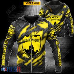US Carcassonnaise – Veste à capuche zippée Édition spéciale Avec Nom Personnalisé