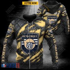USL Dunkerque – Veste à capuche zippée Édition spéciale Avec Nom Personnalisé