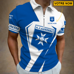 AJ Auxerre – Polo à fermeture éclair Nouveau style Avec Nom Personnalisé