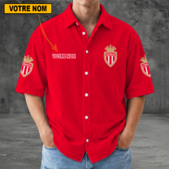 AS Monaco – Chemise décontractée Nouvelle édition avec nom personnalisé