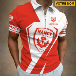 AS Nancy Lorraine – Polo à fermeture éclair Nouveau style Avec Nom Personnalisé
