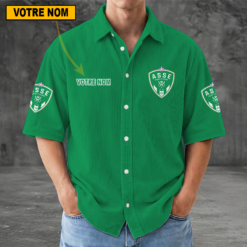 AS Saint-Étienne – Chemise décontractée Nouvelle édition avec nom personnalisé