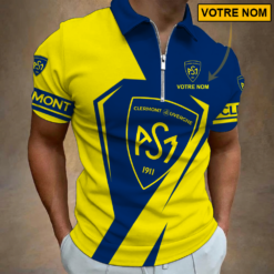 ASM Clermont Auvergne – Polo à fermeture éclair Nouveau style Avec Nom Personnalisé