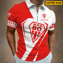 Biarritz Olympique PB – Polo à fermeture éclair Nouveau style Avec Nom Personnalisé