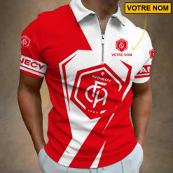 FC Annecy – Polo à fermeture éclair Nouveau style Avec Nom Personnalisé
