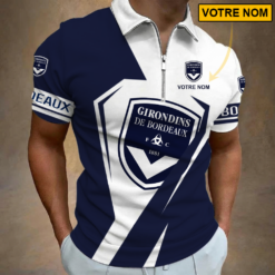 FC Girondins de Bordeaux – Polo à fermeture éclair Nouveau style Avec Nom Personnalisé