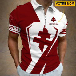 FC Metz – Polo à fermeture éclair Nouveau style Avec Nom Personnalisé