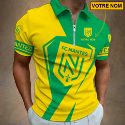 FC Nantes – Polo à fermeture éclair Nouveau style Avec Nom Personnalisé