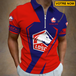 LOSC Lille – Polo à fermeture éclair Nouveau style Avec Nom Personnalisé