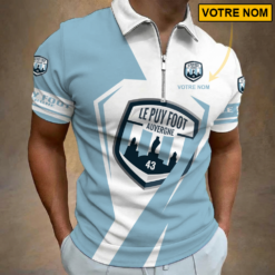 Le Puy Foot 43 Auvergne – Polo à fermeture éclair Nouveau style Avec Nom Personnalisé