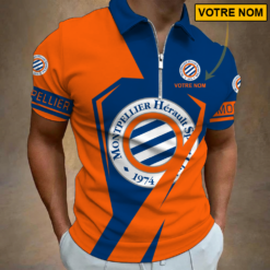 Montpellier HSC – Polo à fermeture éclair Nouveau style Avec Nom Personnalisé