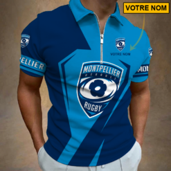 Montpellier Hérault Rugby – Polo à fermeture éclair Nouveau style Avec Nom Personnalisé