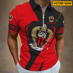 OGC Nice – Polo à fermeture éclair Nouveau style Avec Nom Personnalisé