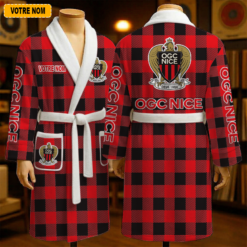 OGC Nice – Peignoir en polaire Nouveau style Avec Nom Personnalisé