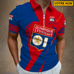 Olympique Lyonnais – Polo à fermeture éclair Nouveau style Avec Nom Personnalisé