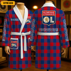 Olympique Lyonnais – Peignoir en polaire Nouveau style Avec Nom Personnalisé