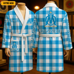 Olympique de Marseille – Peignoir en polaire Nouveau style Avec Nom Personnalisé