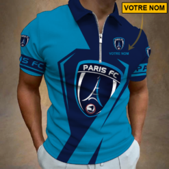 Paris FC – Polo à fermeture éclair Nouveau style Avec Nom Personnalisé