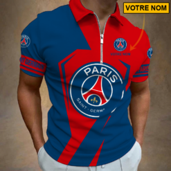 Paris Saint-Germain – Polo à fermeture éclair Nouveau style Avec Nom Personnalisé