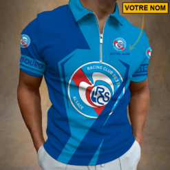 RC Strasbourg Alsace – Polo à fermeture éclair Nouveau style Avec Nom Personnalisé