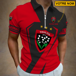 RC Toulonnais – Polo à fermeture éclair Nouveau style Avec Nom Personnalisé