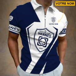 RC Vannes – Polo à fermeture éclair Nouveau style Avec Nom Personnalisé
