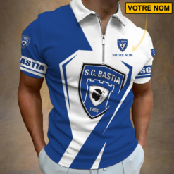 SC Bastia – Polo à fermeture éclair Nouveau style Avec Nom Personnalisé