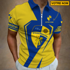 Stade Briochin – Polo à fermeture éclair Nouveau style Avec Nom Personnalisé