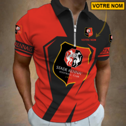 Stade Rennais FC – Polo à fermeture éclair Nouveau style Avec Nom Personnalisé