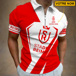 Stade de Reims – Polo à fermeture éclair Nouveau style Avec Nom Personnalisé