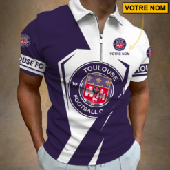 Toulouse FC – Polo à fermeture éclair Nouveau style Avec Nom Personnalisé