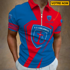US Concarneau – Polo à fermeture éclair Nouveau style Avec Nom Personnalisé