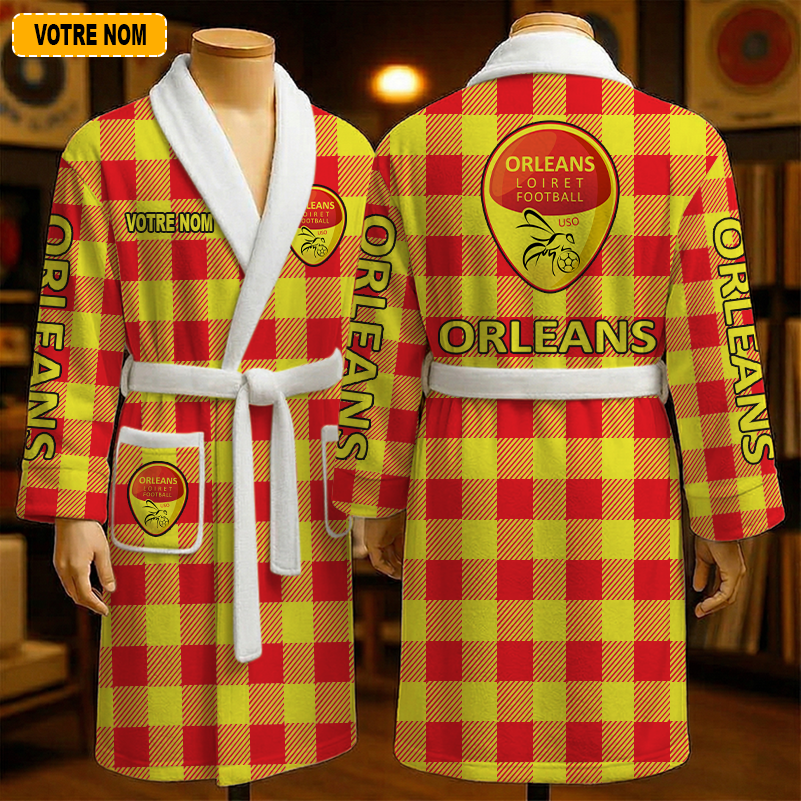 US Orléans Loiret – Peignoir en polaire Nouveau style Avec Nom Personnalisé US Orléans Loiret – Peignoir en polaire Nouveau style Avec Nom Personnalisé