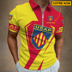 USA Perpignan – Polo à fermeture éclair Nouveau style Avec Nom Personnalisé