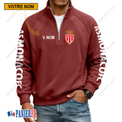 AS Monaco – Sweat demi-zippé Nouvelle Version Avec Nom Personnalisé