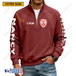 AS Nancy Lorraine – Sweat demi-zippé Nouvelle Version Avec Nom Personnalisé