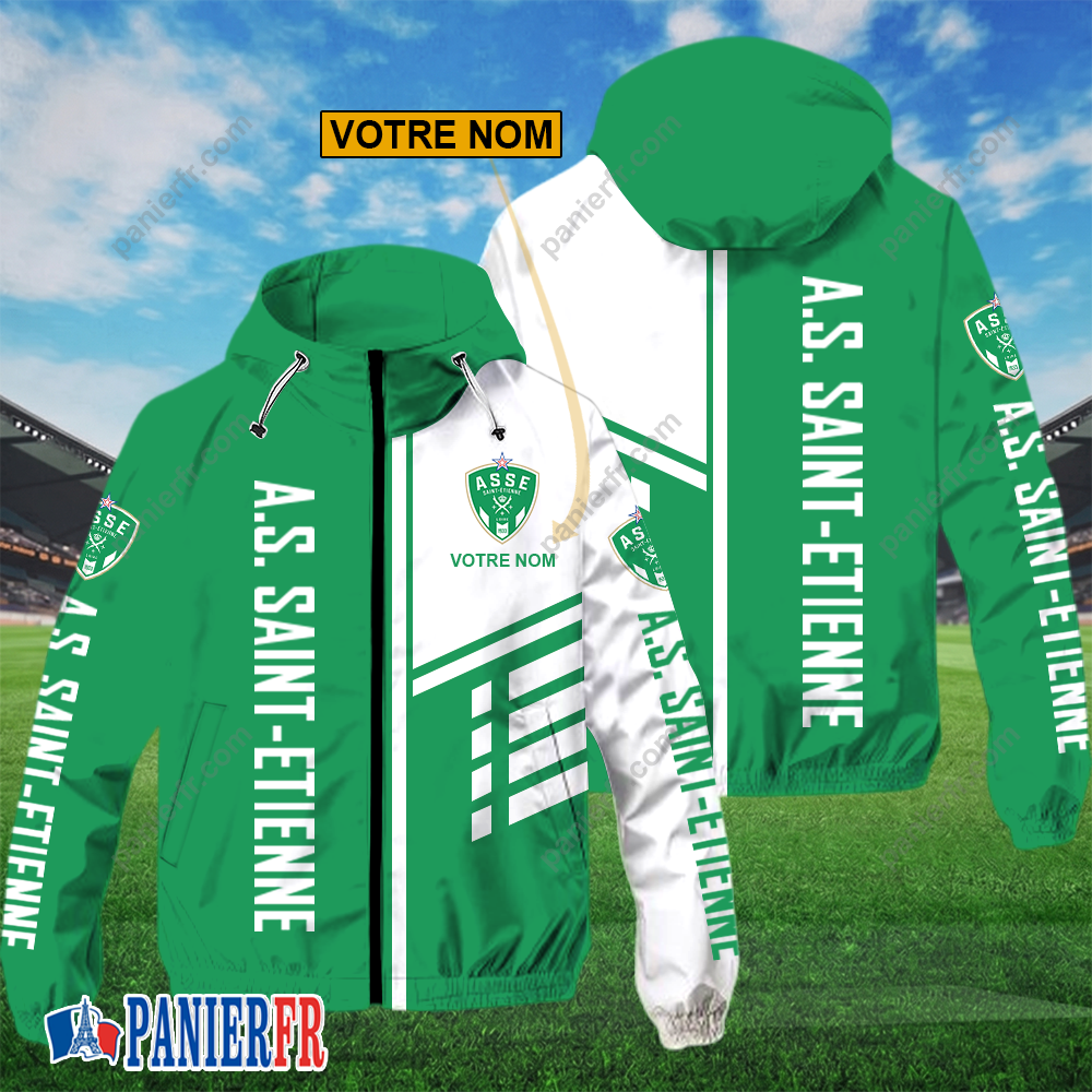 AS Saint-Étienne – Hoodie ZipFlex Nouveau style avec nom personnalisé AS Saint-Étienne – Hoodie ZipFlex Nouveau style avec nom personnalisé