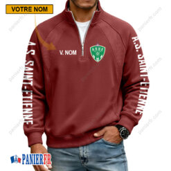 AS Saint-Étienne – Sweat demi-zippé Nouvelle Version Avec Nom Personnalisé