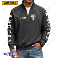 Angers SCO – Sweat demi-zippé Nouvelle Version Avec Nom Personnalisé