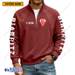 Biarritz Olympique PB – Sweat demi-zippé Nouvelle Version Avec Nom Personnalisé