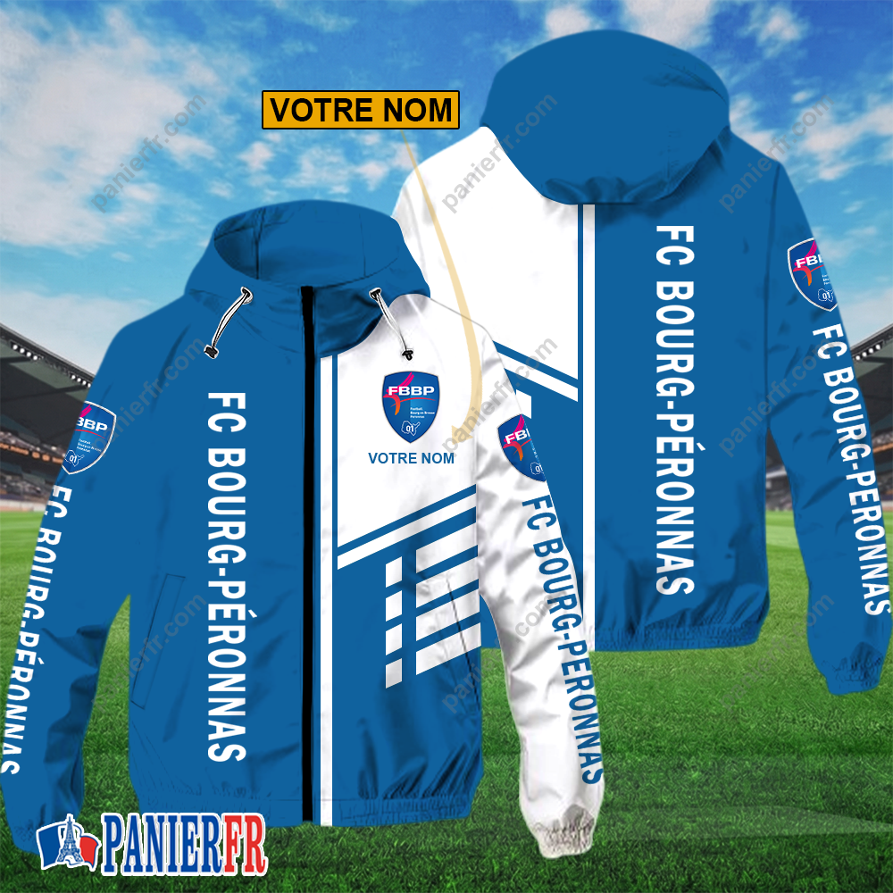 FC Bourg-Péronnas – Hoodie ZipFlex Nouveau style avec nom personnalisé FC Bourg-Péronnas – Hoodie ZipFlex Nouveau style avec nom personnalisé