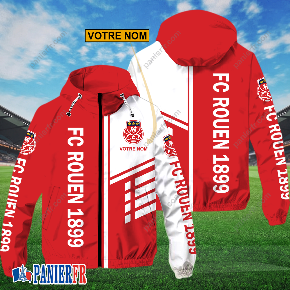 FC Rouen 1899 – Hoodie ZipFlex Nouveau style avec nom personnalisé FC Rouen 1899 – Hoodie ZipFlex Nouveau style avec nom personnalisé