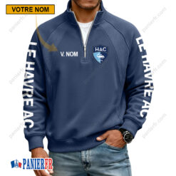 Le Havre AC – Sweat demi-zippé Nouvelle Version Avec Nom Personnalisé