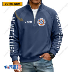 Montpellier HSC – Sweat demi-zippé Nouvelle Version Avec Nom Personnalisé