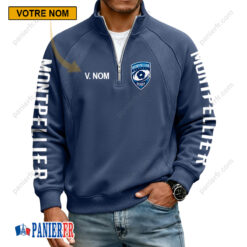 Montpellier Hérault Rugby – Sweat demi-zippé Nouvelle Version Avec Nom Personnalisé
